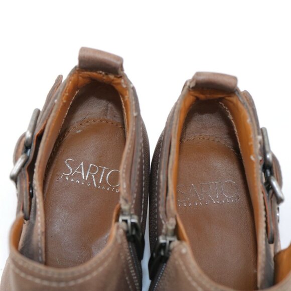 Franco Sarto Womens Garfield Boot Size 8.5 Tan Leather Block Heel Bootie Comfy - Picture 10 of 12